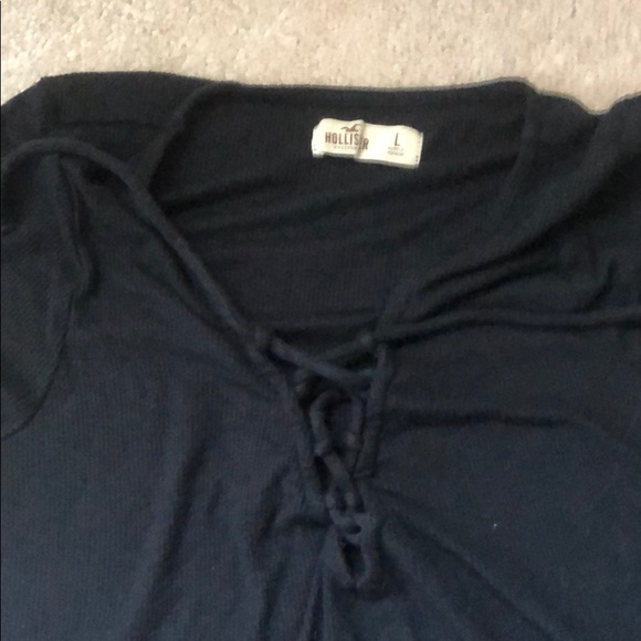 Navy Lace up t shirt - Picture 2 of 2